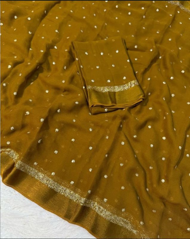 Premium Viscose Georgette Butti Sequence Work Saree