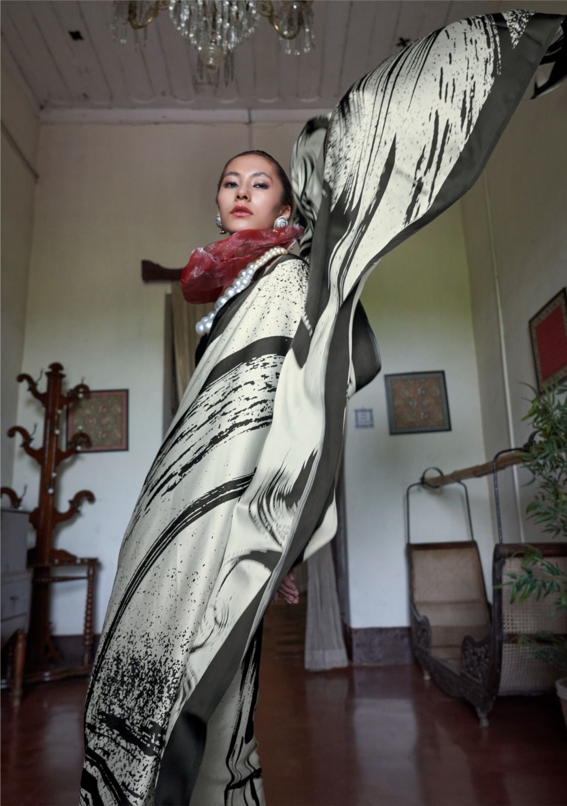 Premium Modal Satin Print Saree Soft Luxury Drape