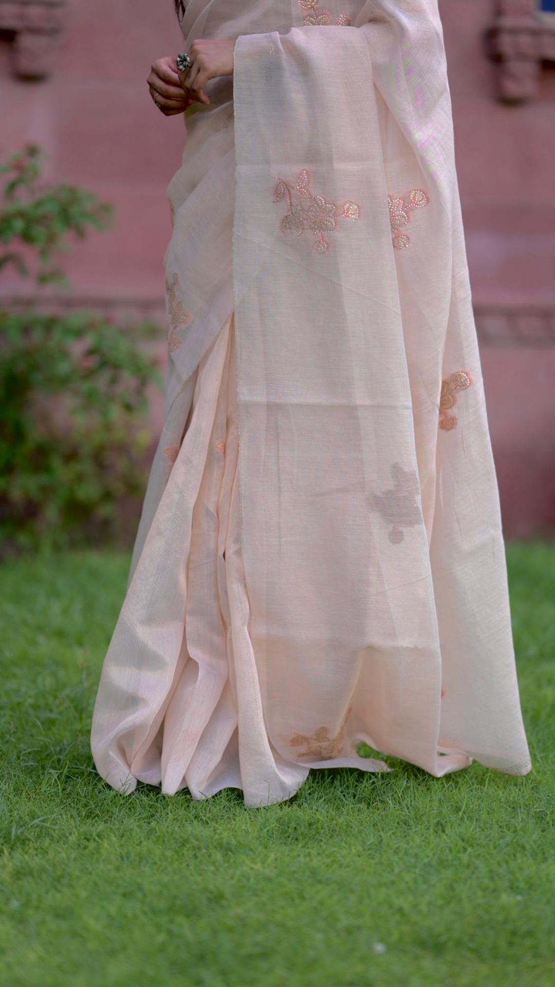 Pastel Elegance Taspa Organza Silk Saree with Swarovski