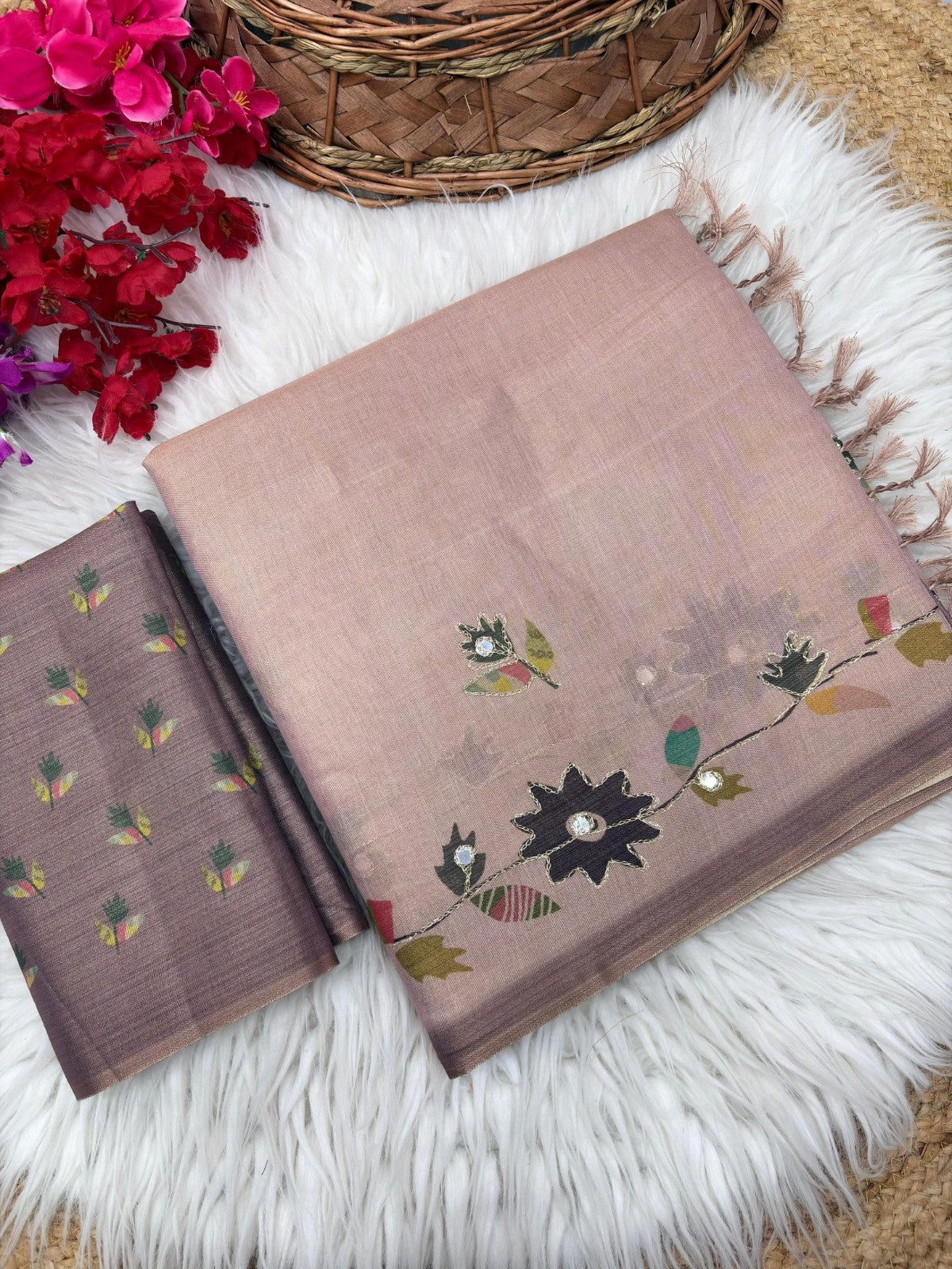 Royal Erode Silk Digital Print Aari Mirror Work Saree