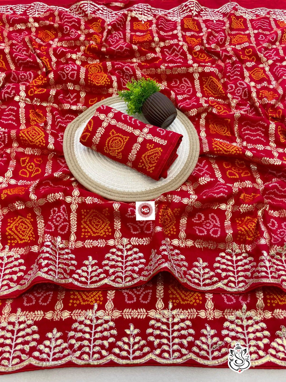 Rich Look Designer Viscose Saree with Bandhej Weaving