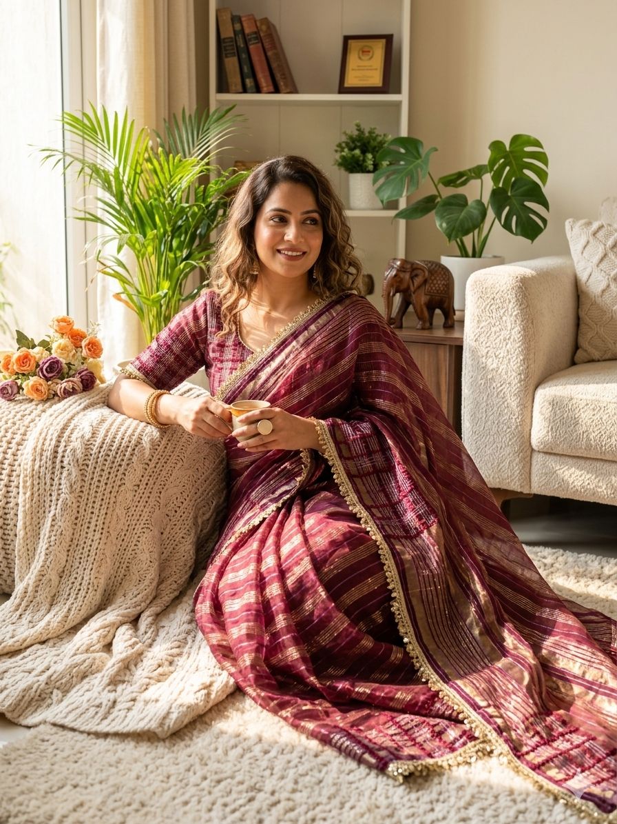 Imperial Glow Tissue Silk Couture Saree