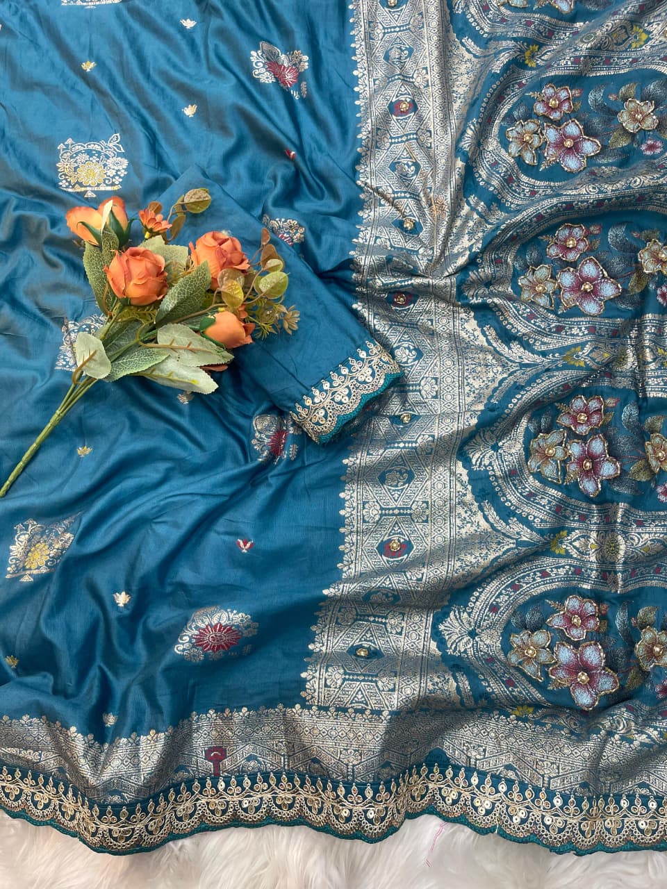 Maharani Luxe Dola Silk Saree With Fancy Embroidery Border