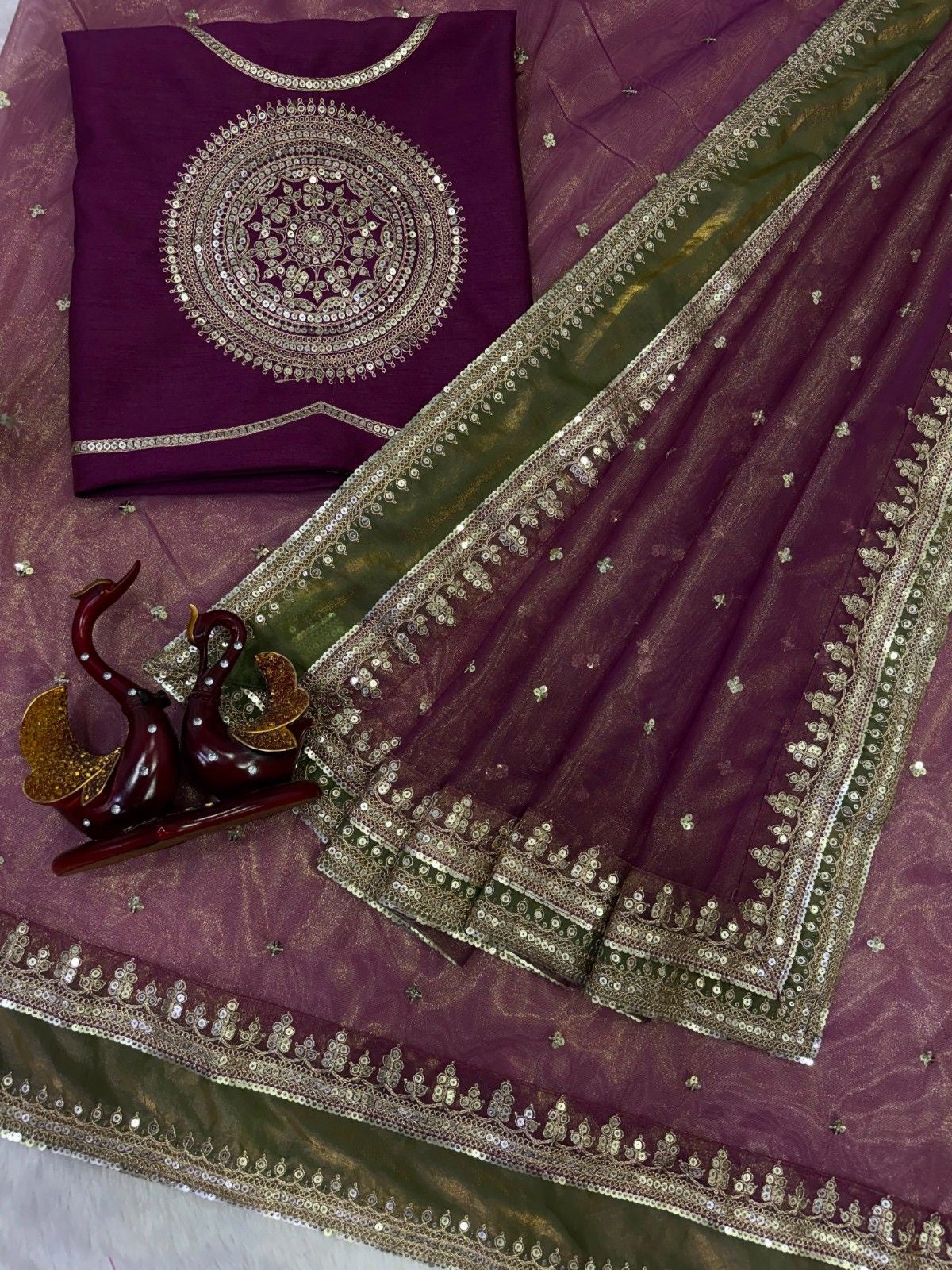 Party Wear Soft NC Twill Saree with Designer Corset Blouse