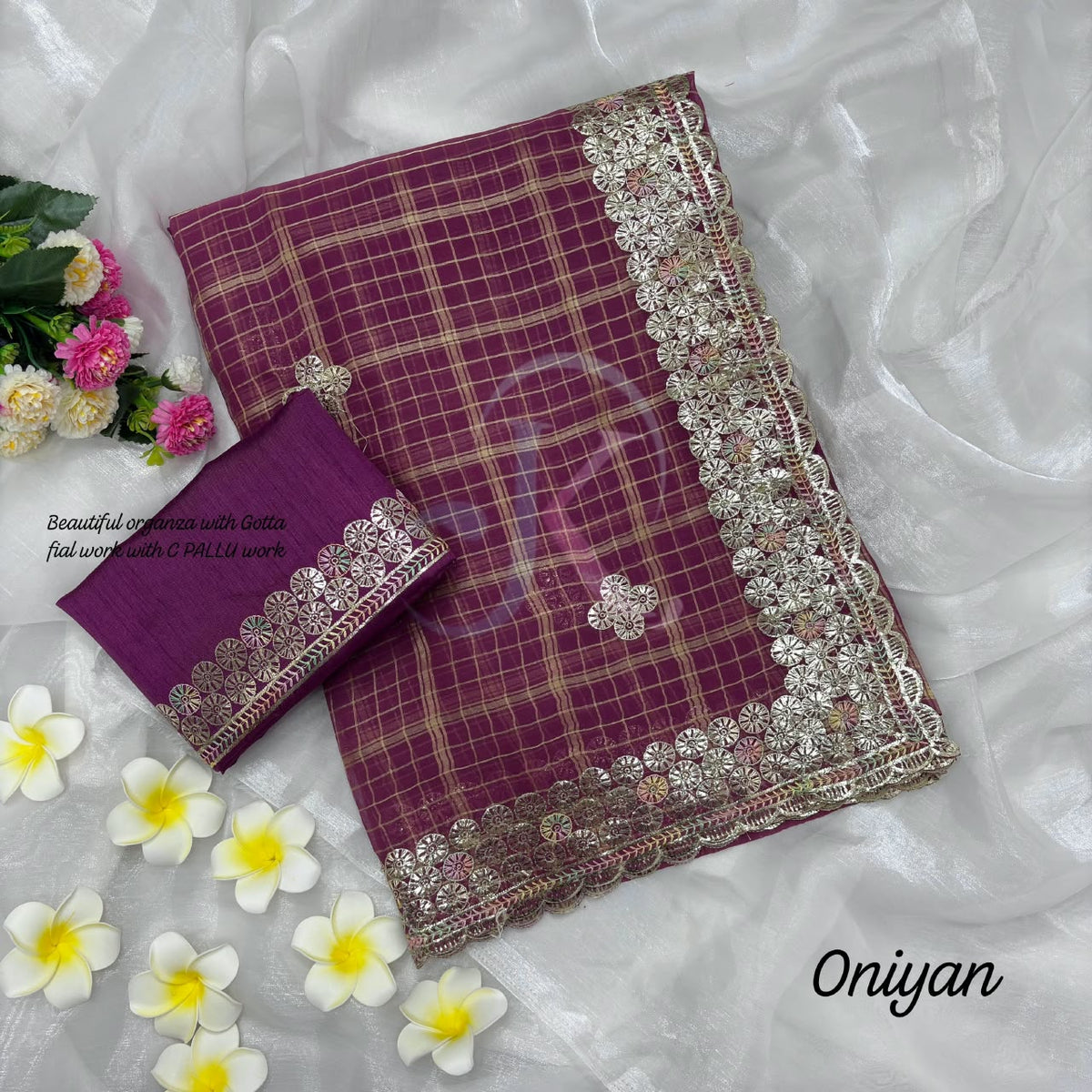 Luxury Viscose Chiffon Foil Work Saree