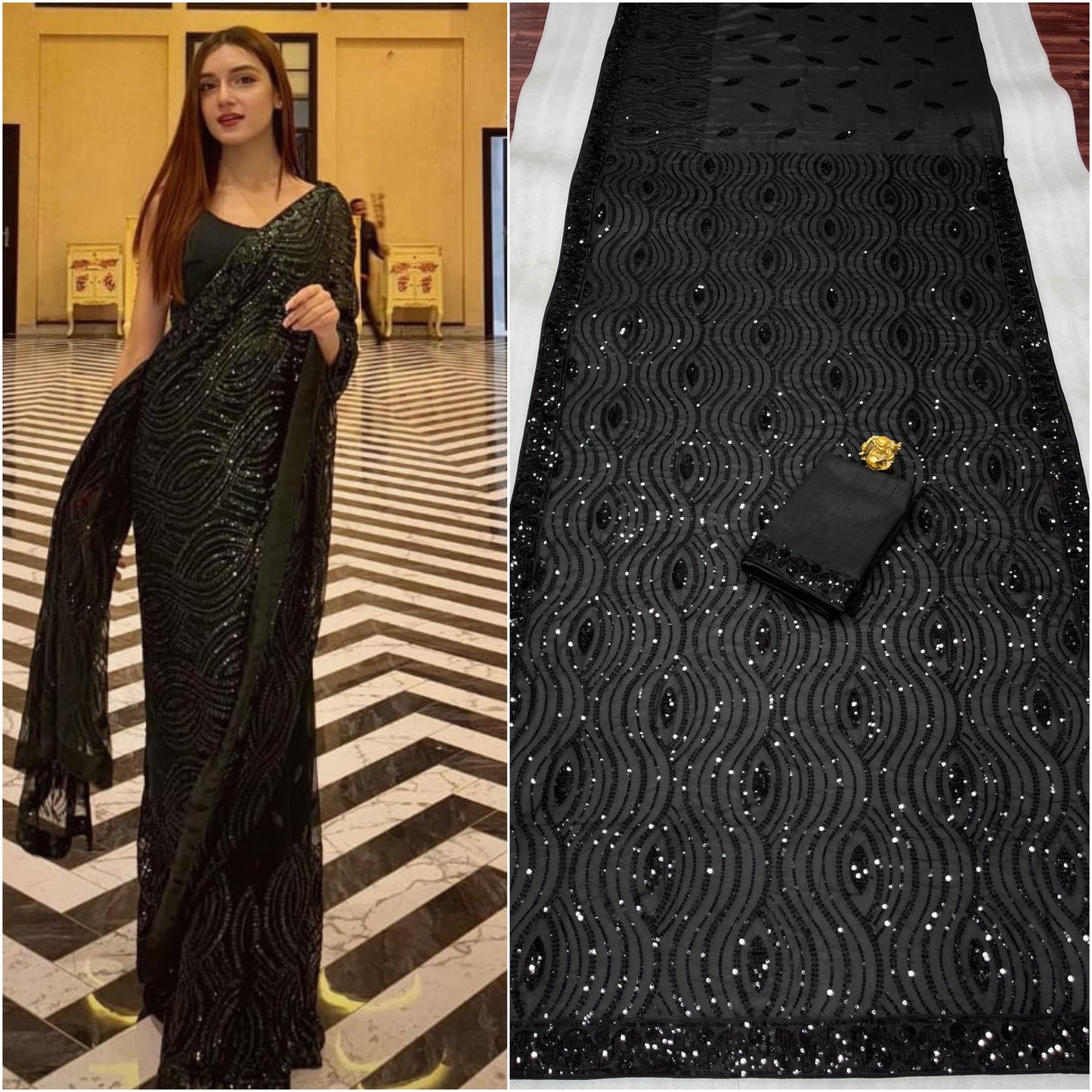New Launching Bollywood BlockBuster Sequins Design party were saree