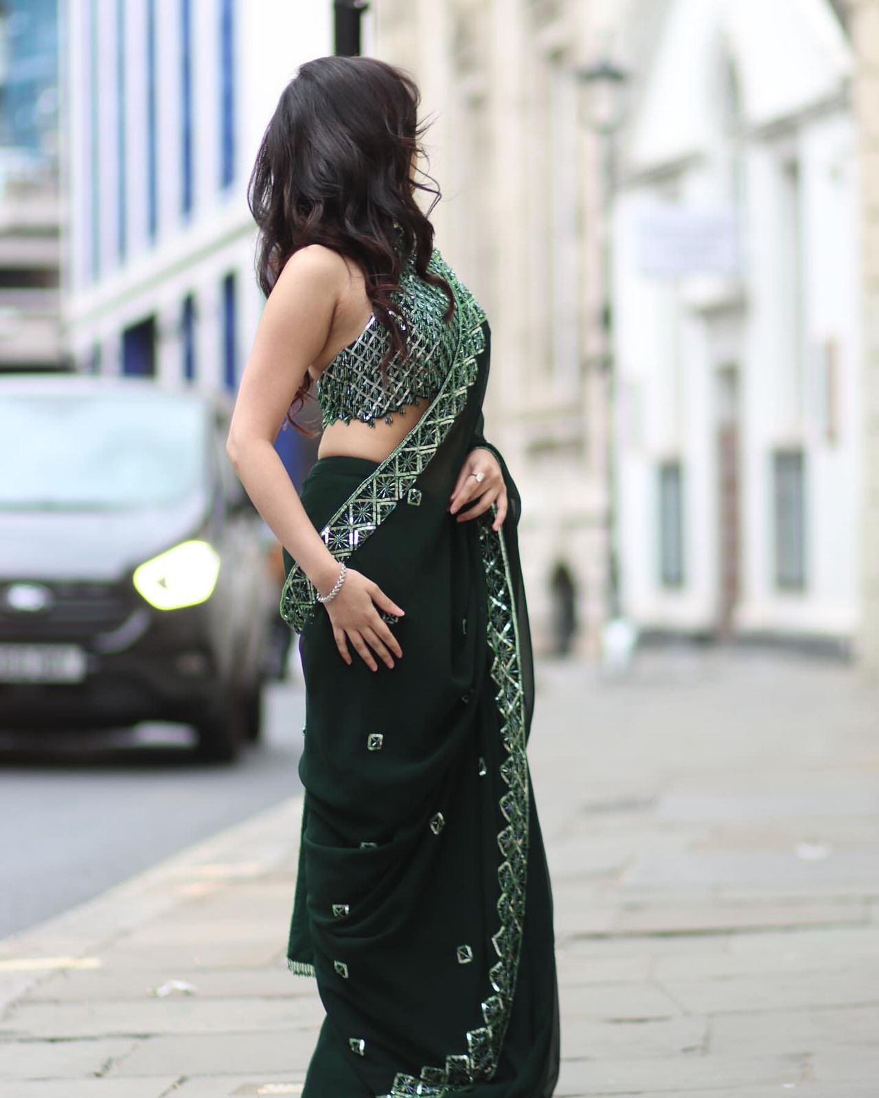 CELEBRITY STYLE SEQUINS SAREE
