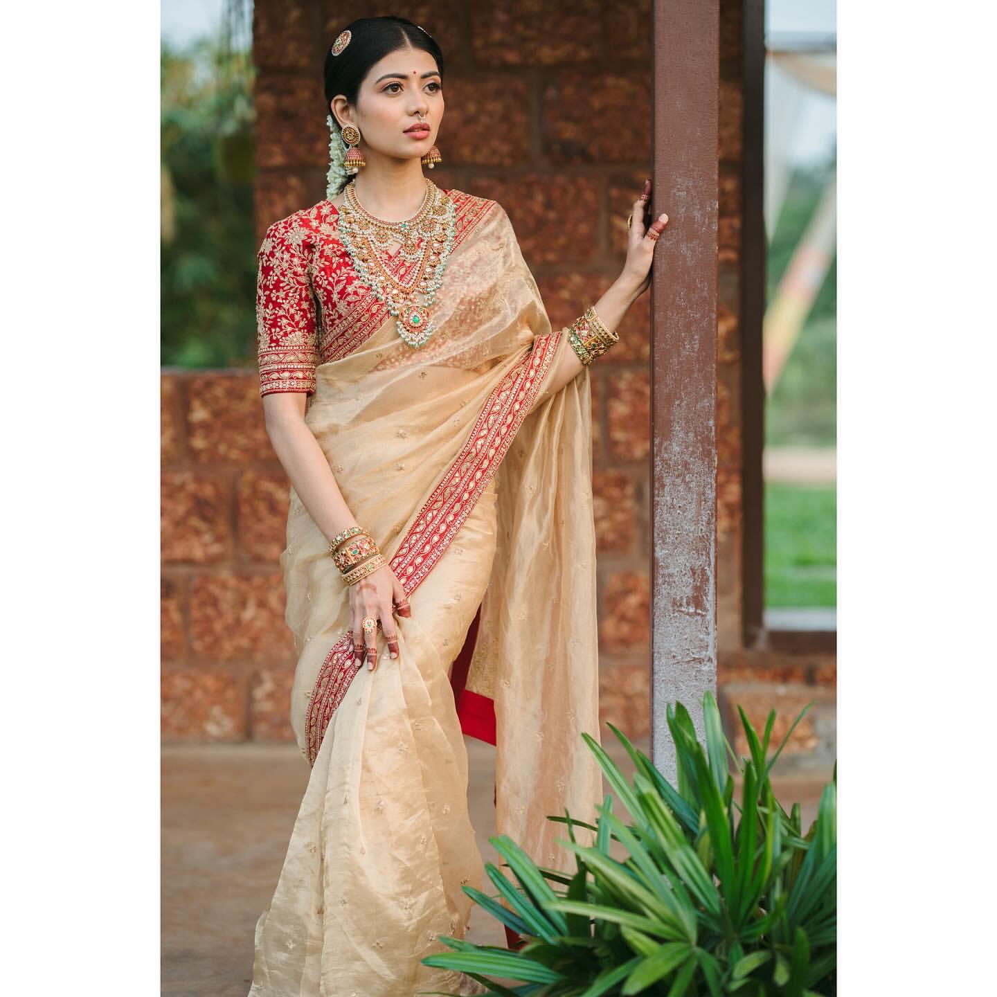 Gold Designer Soft Organza Saree