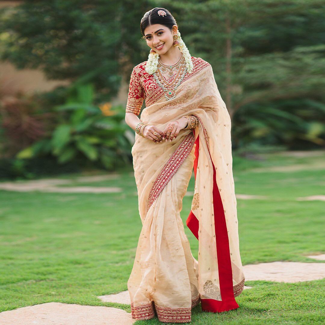 Gold Designer Soft Organza Saree