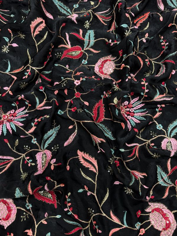 Beautiful Multicolour Sequins+ Embroidery Work Saree