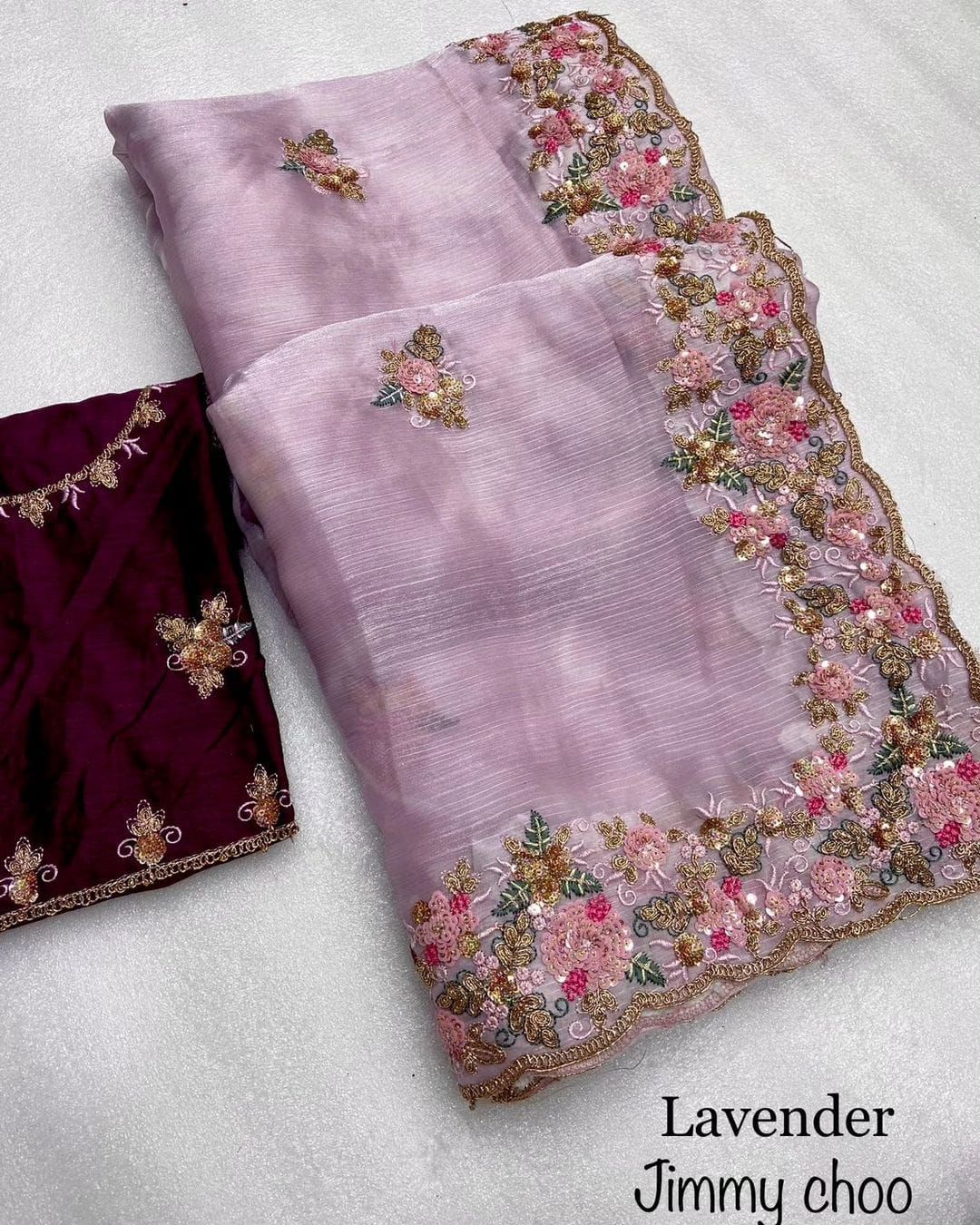 Premium Heavy Zimmy Chu Silk Saree with Embroidered C-Pallu