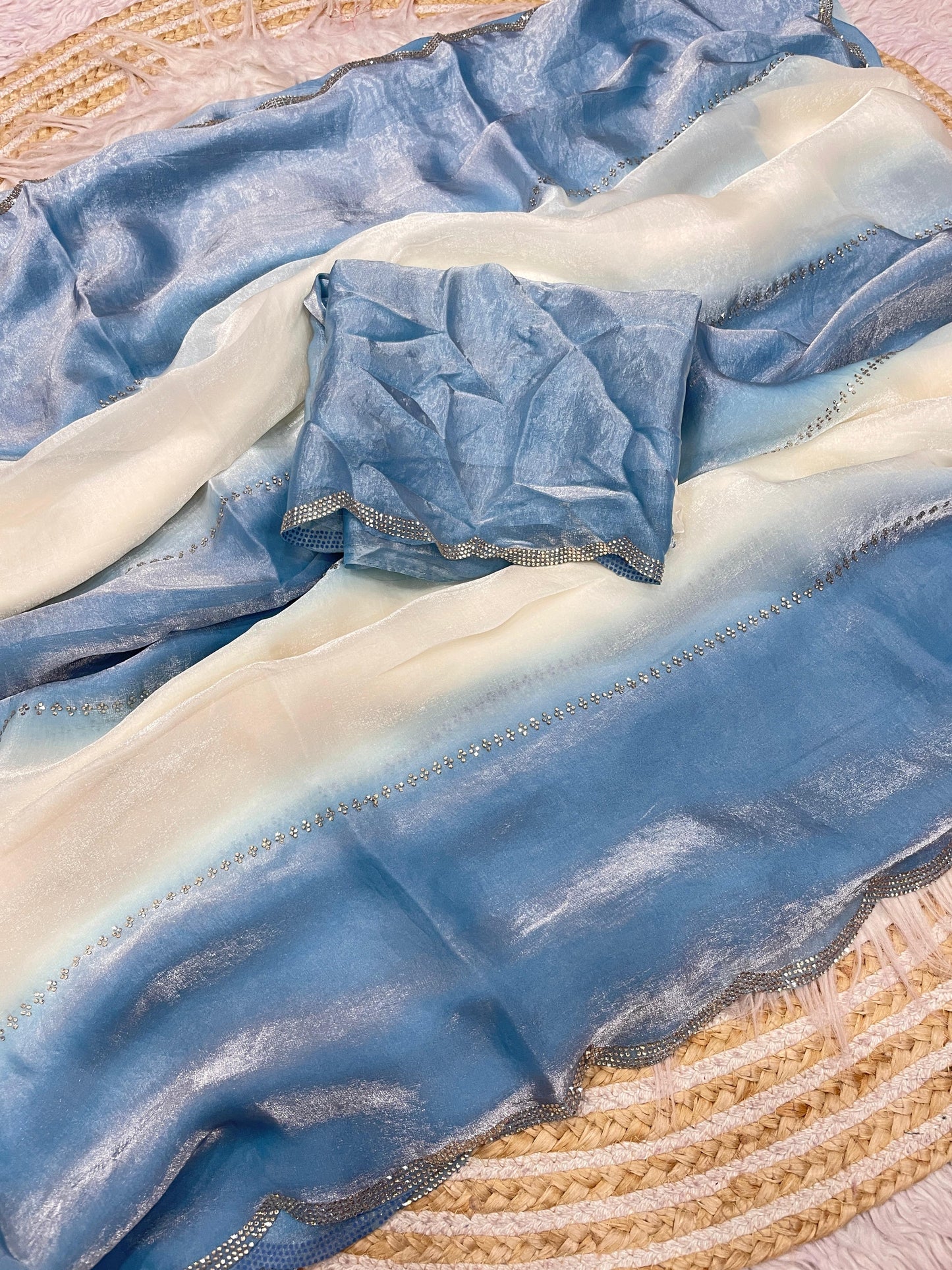 Elegant Fandy Satin Saree with Jarkan Work