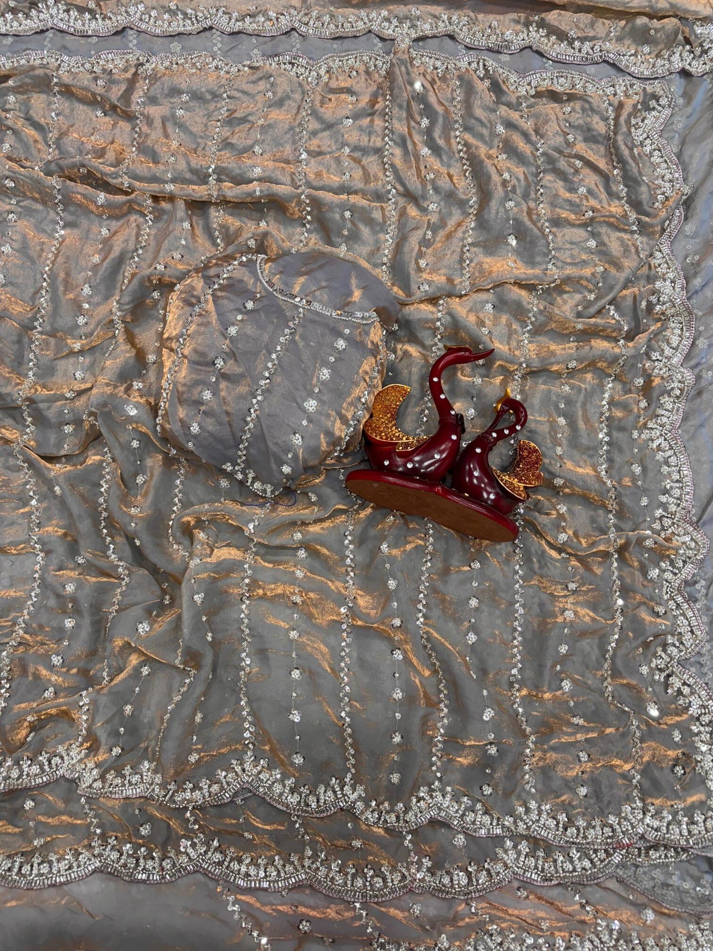 Premium Space Silk with Beads Work & Handwork Saree