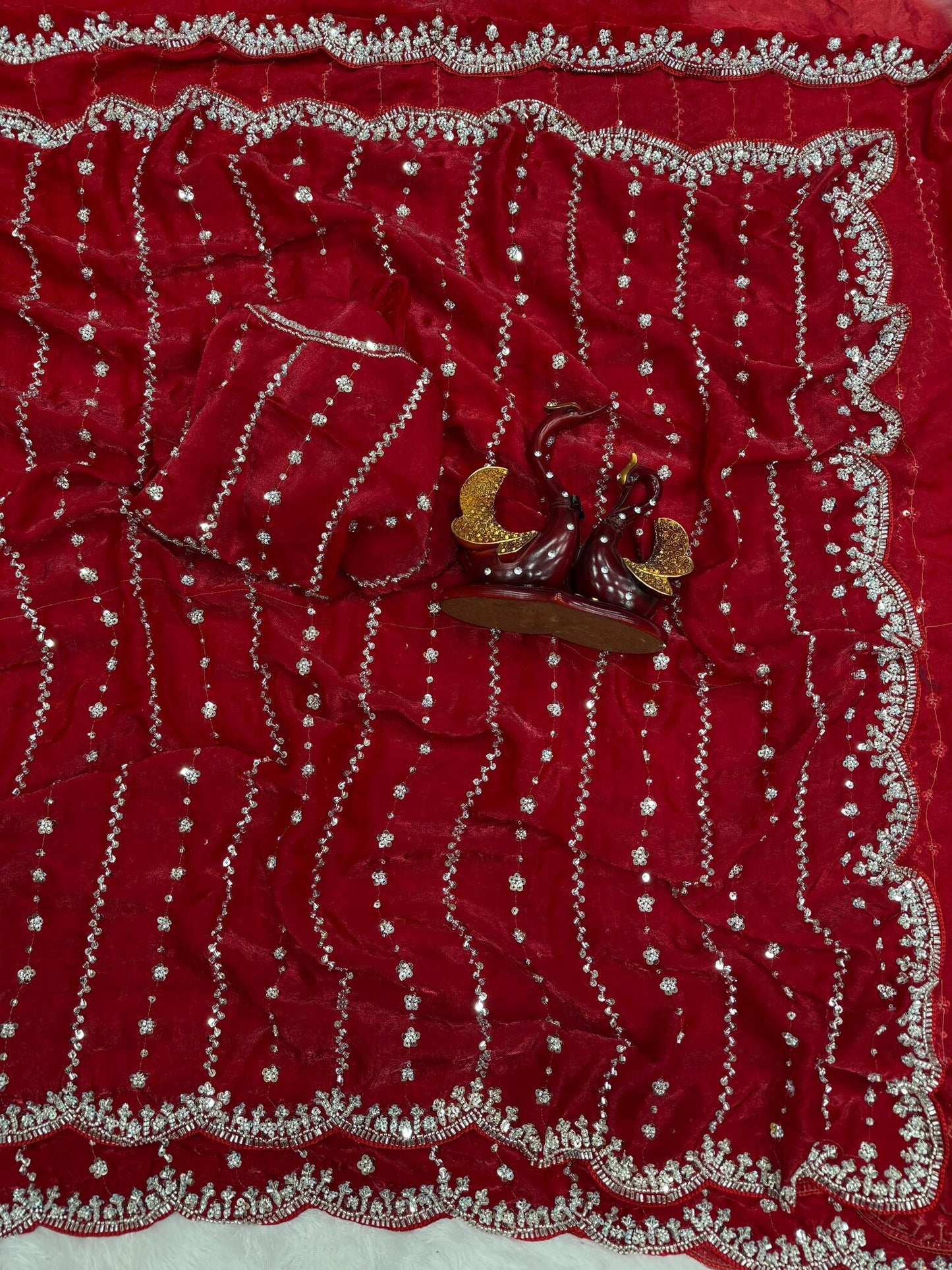 Premium Space Silk with Beads Work & Handwork Saree