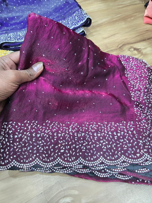 LUXURY Handcrafted Diamond work silk saree