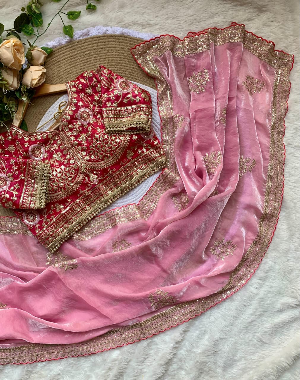 💫 Luxury Soft Satin Saree with Designer Blouse & Rich Work 💫