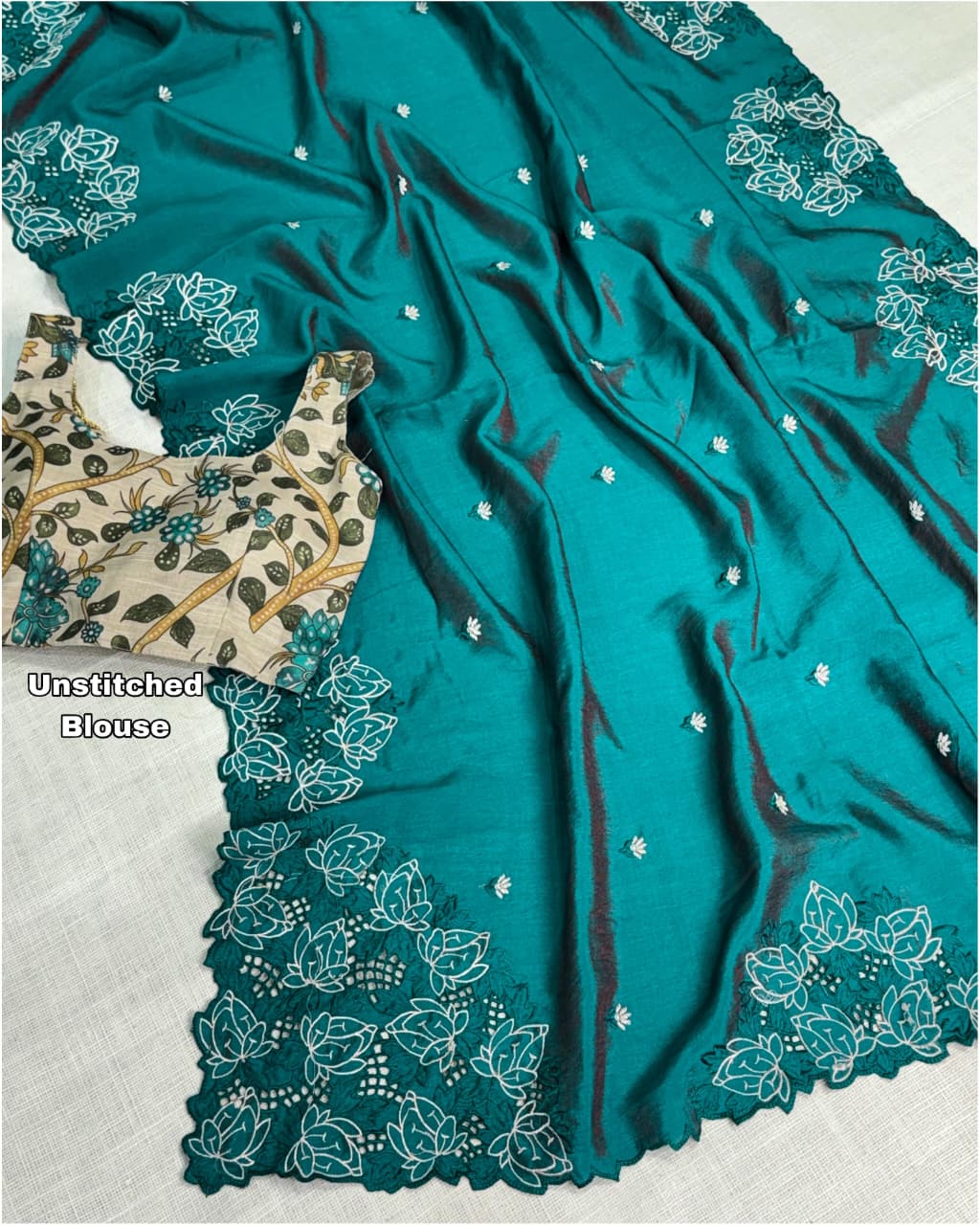 Summer Grace Embroidered Cotton Silk Saree 🌸