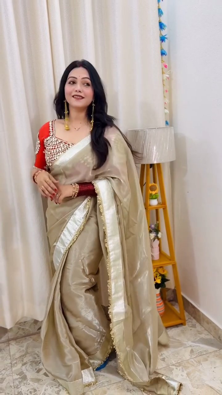 Trending G-MEE Satin Silk Party Wear Saree with Ready-to-Wear Aangi Blouse