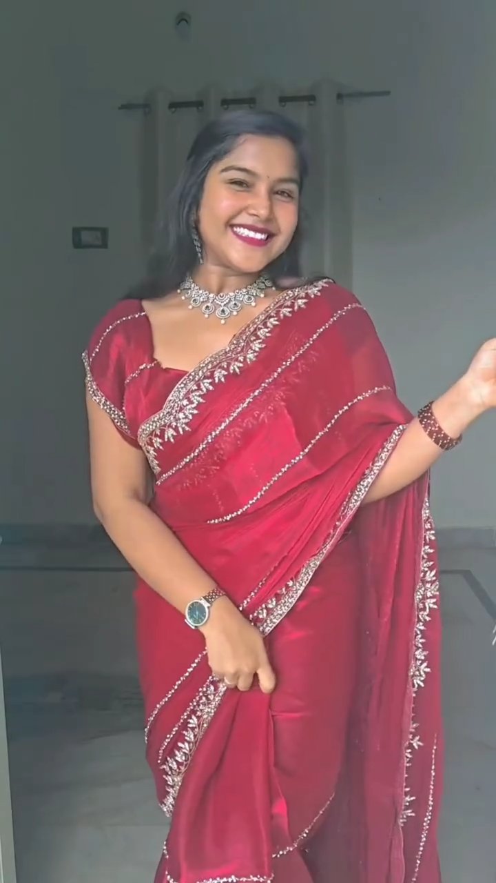 Premium Jimmy Choo Handcrafted Khatli Cut Dana Work Saree