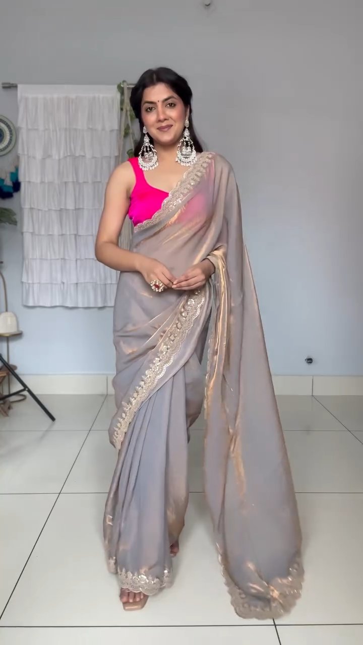 Graceful Fendy Silk Blooming with sequence border Saree