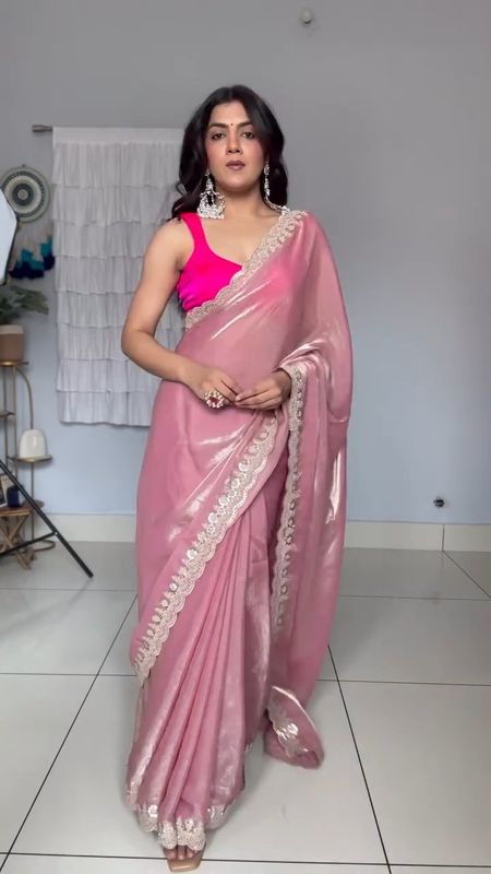 Graceful Fendy Silk Blooming with sequence border Saree