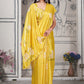 Stunning New yellow Printed Pure Chinon Cutwork Saree