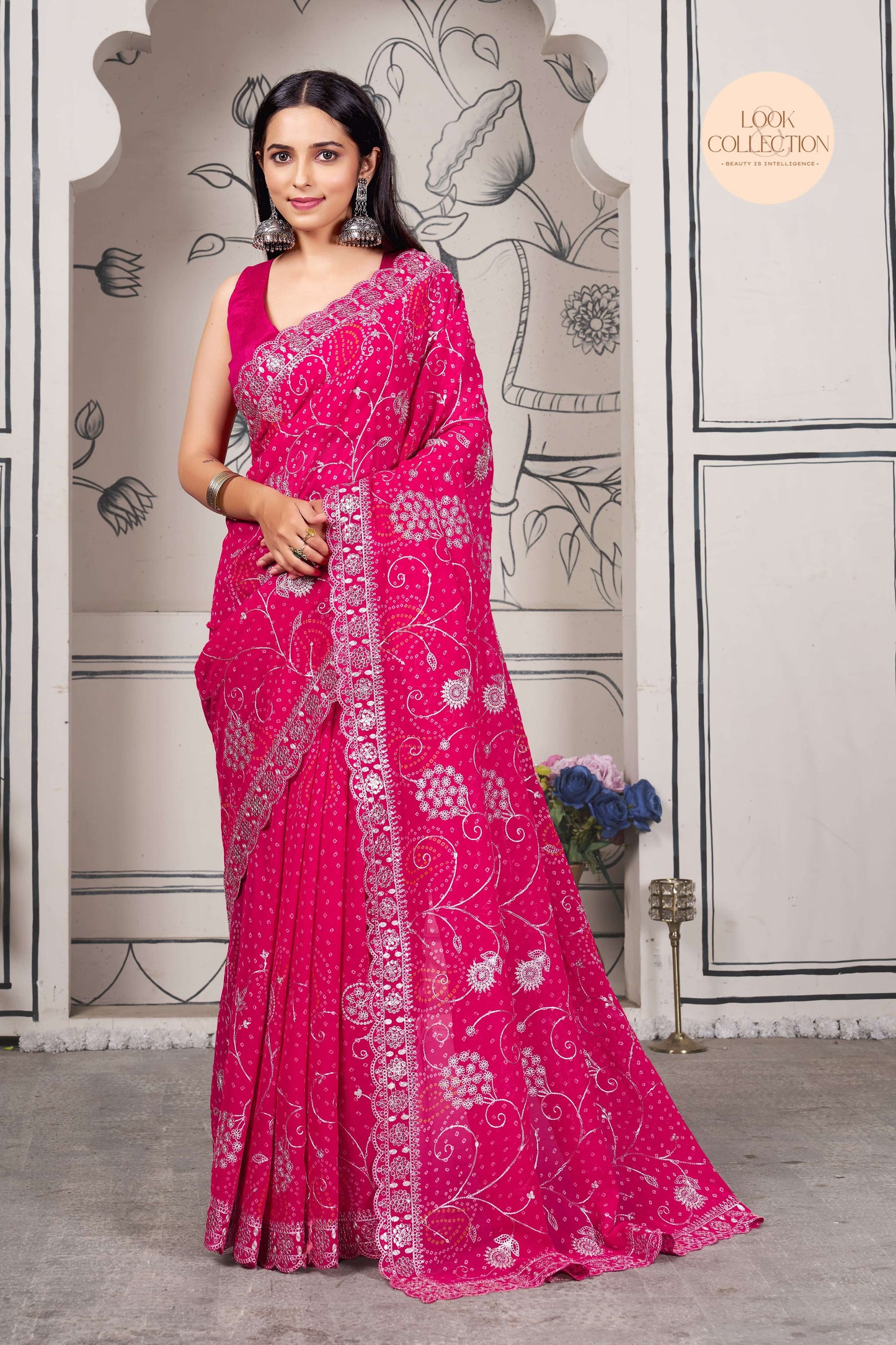 Georgette fabric With cording zari and sequence Work stunning saree