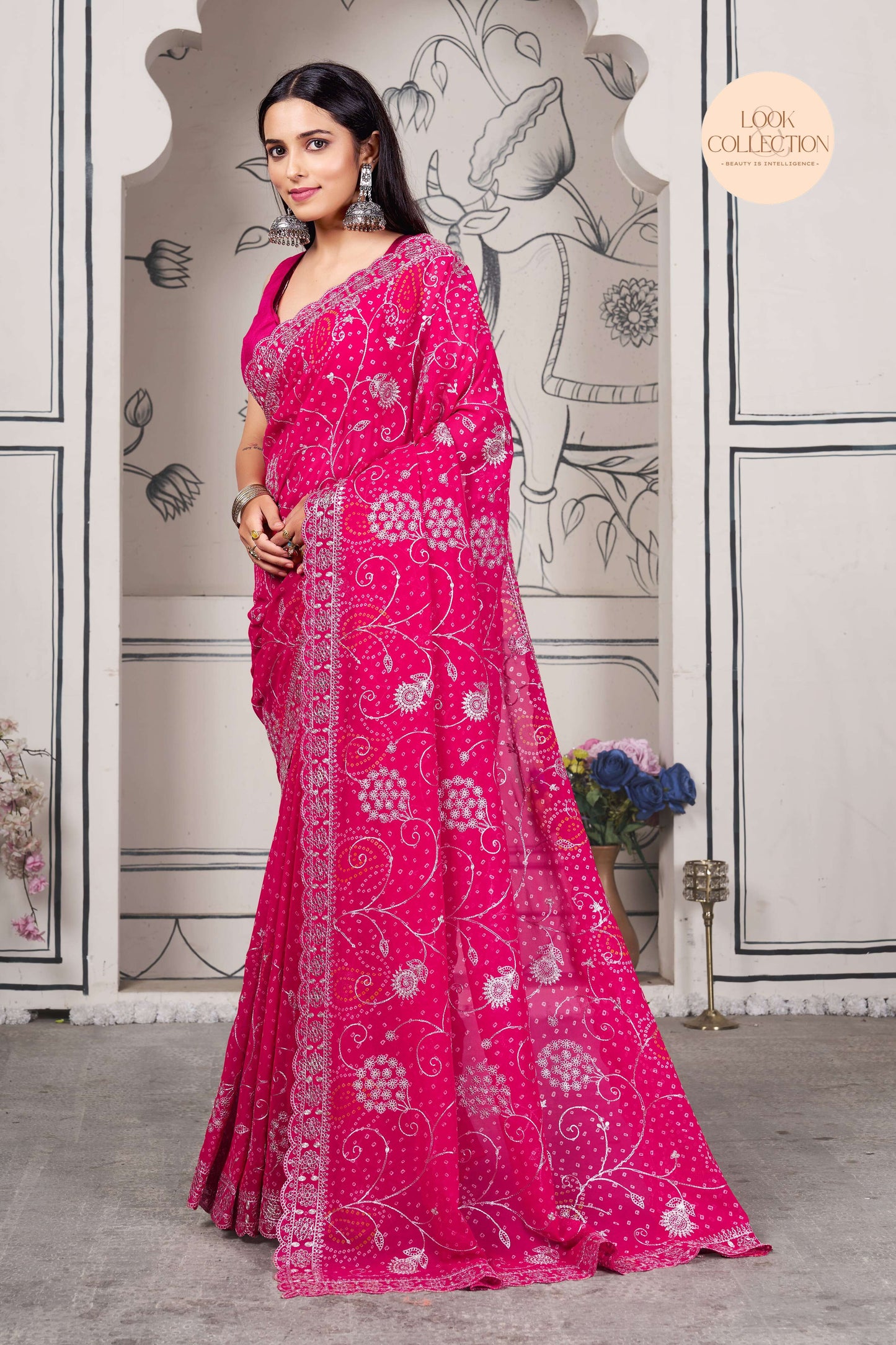 Georgette fabric With cording zari and sequence Work stunning saree