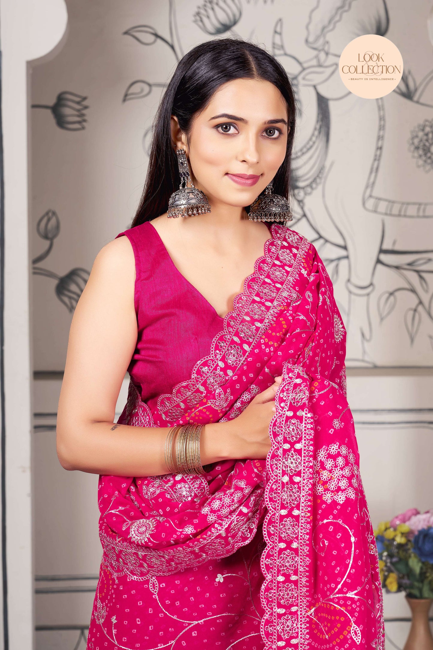 Georgette fabric With cording zari and sequence Work stunning saree