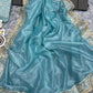 Silver Tissue Silk Saree with Designer Embroidery & Mirror Work