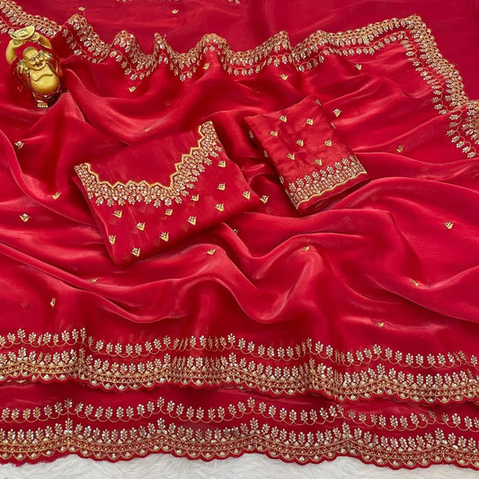 Luxurious Designer Saree in Pure Soft Zimmy Choo Silk