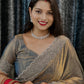 Delicately handcrafted Diamond work silk saree