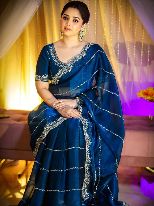 Premium Jimmy Choo Handcrafted Khatli Cut Dana Work Saree