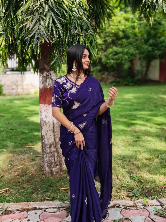Premium Fandy Satin Blouse with Exquisite Khatli Brits Work