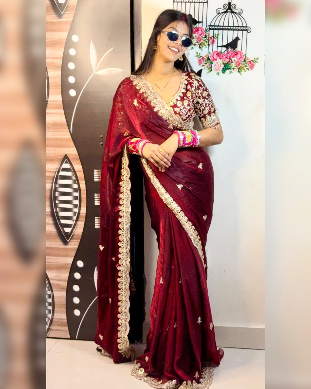 Graceful Fendy Silk Blooming Saree with sequence border