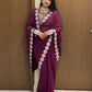Stylish Georgette Mirror Work Saree with Sequins & Full-Stitch Blouse
