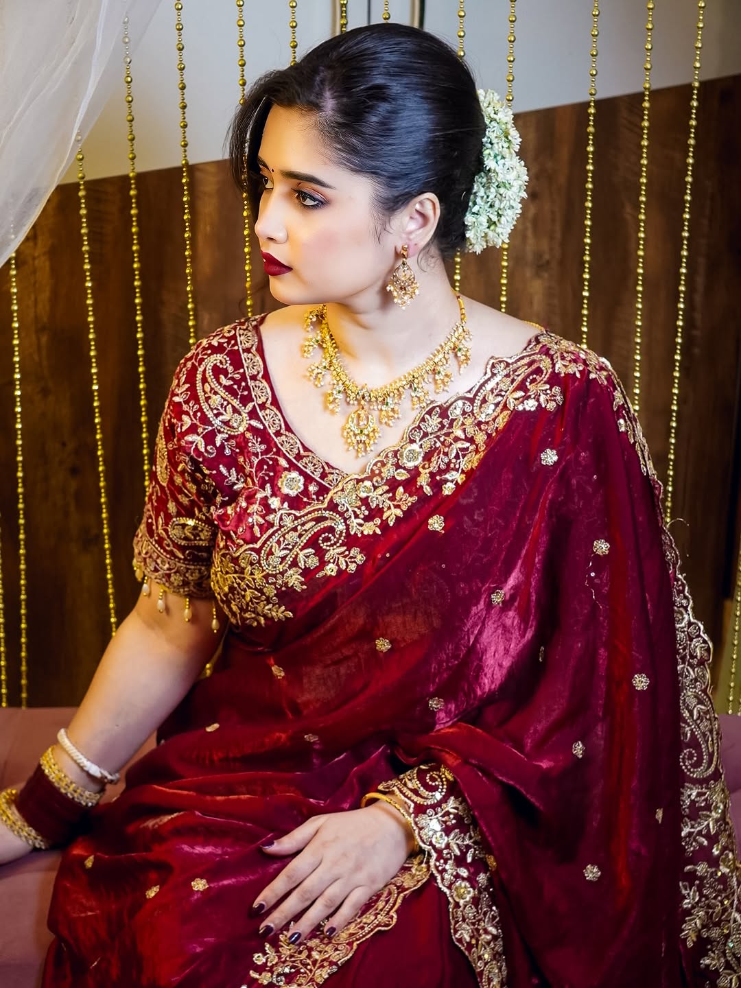 Luxe Fendy Satin Saree with 3mm Sequin Embroidery
