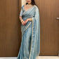 Fendy Silk Saree with Stone Lace Border & Embroidered Chinnon Blouse