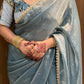 Fendy Silk Saree with Stone Lace Border & Embroidered Chinnon Blouse