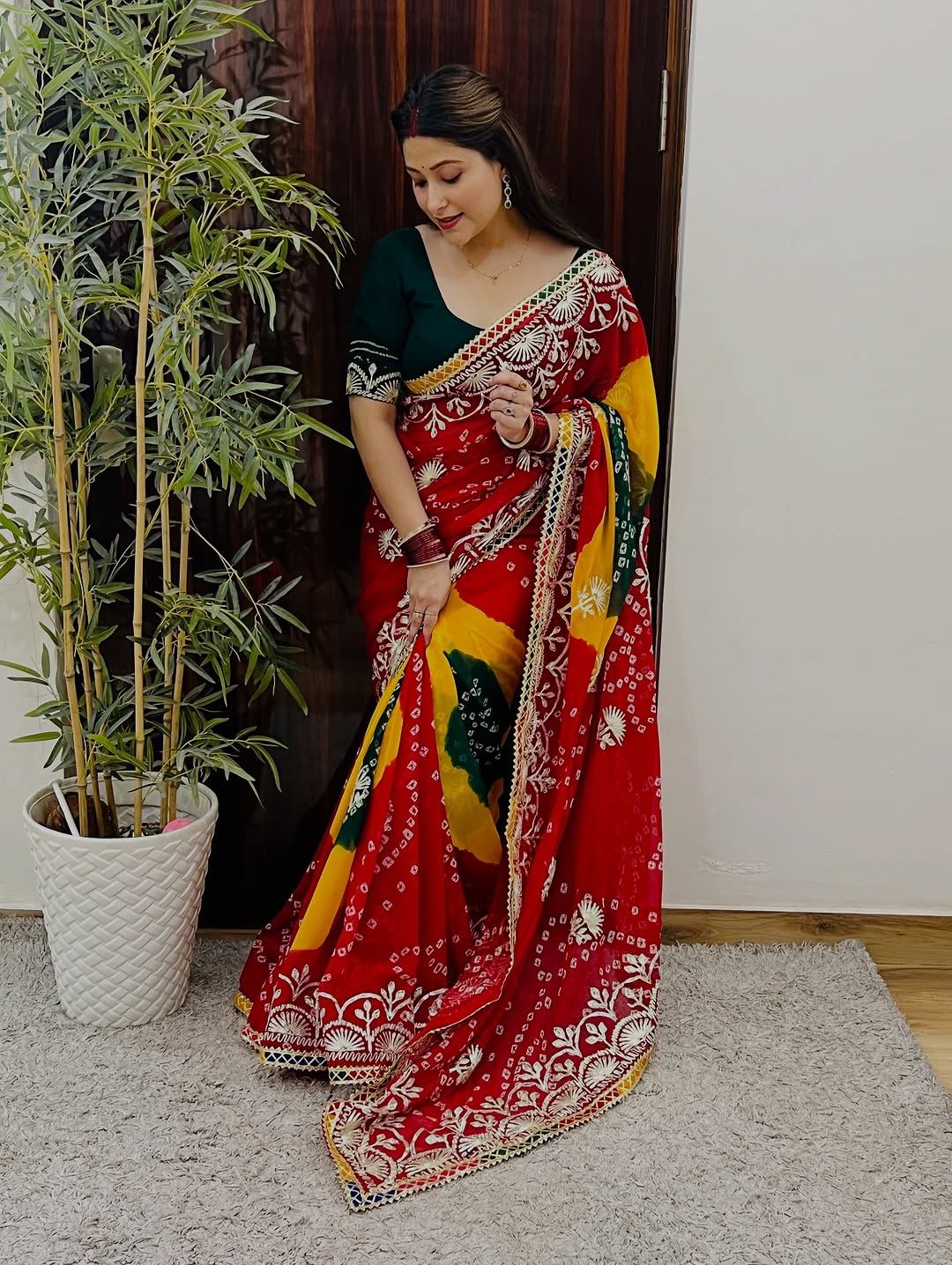 Premium Gota Patti Saree with Readymade Lace Border & Heavy Tassels