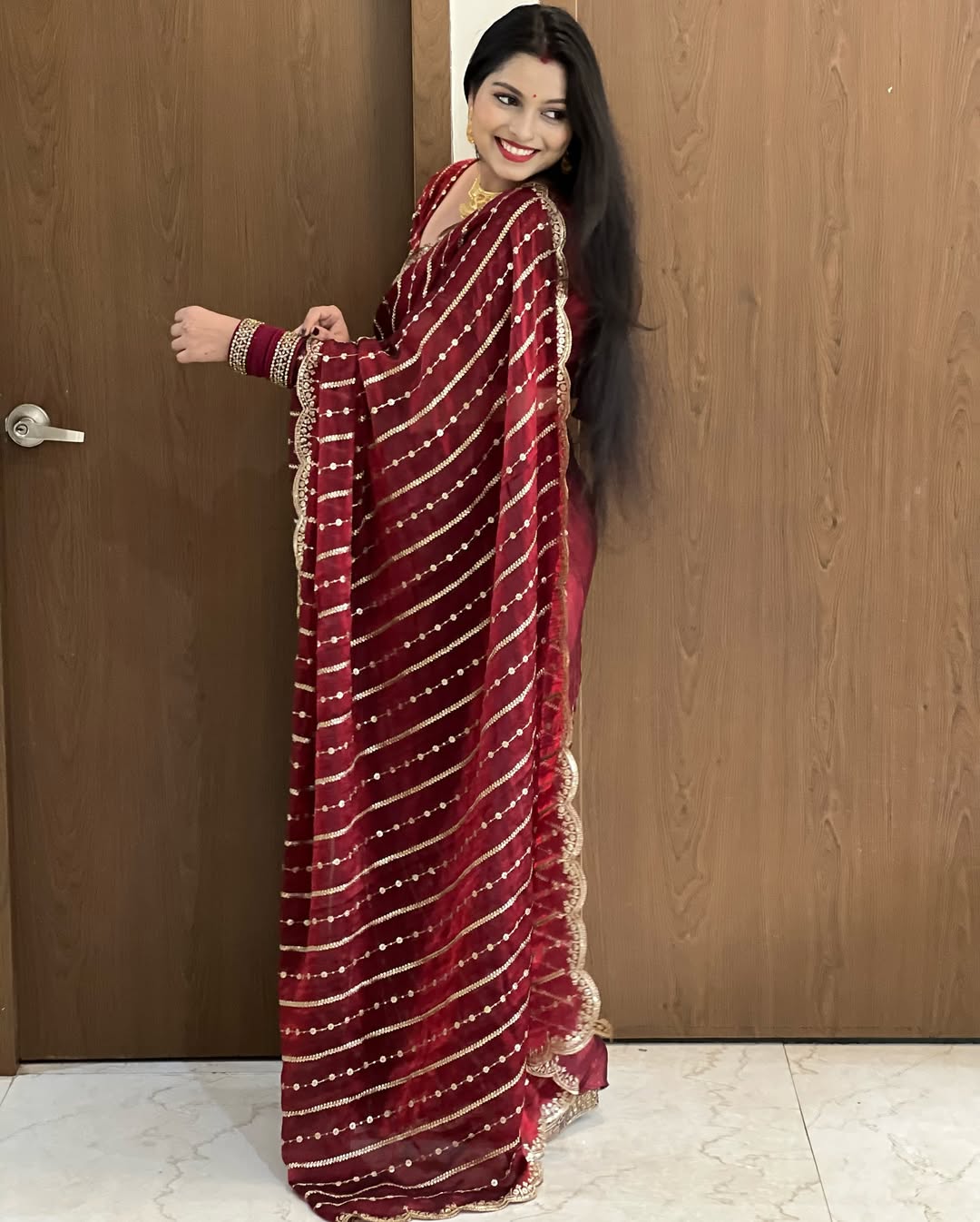 Elegant Space Silk Sequin Saree