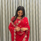 Designer Fox Georgette Saree with Heavy Embroidery & Real Mirror