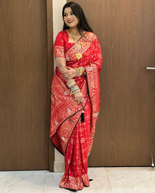 Pure Dola Viscose Meenakari Jacquard Weaving Saree