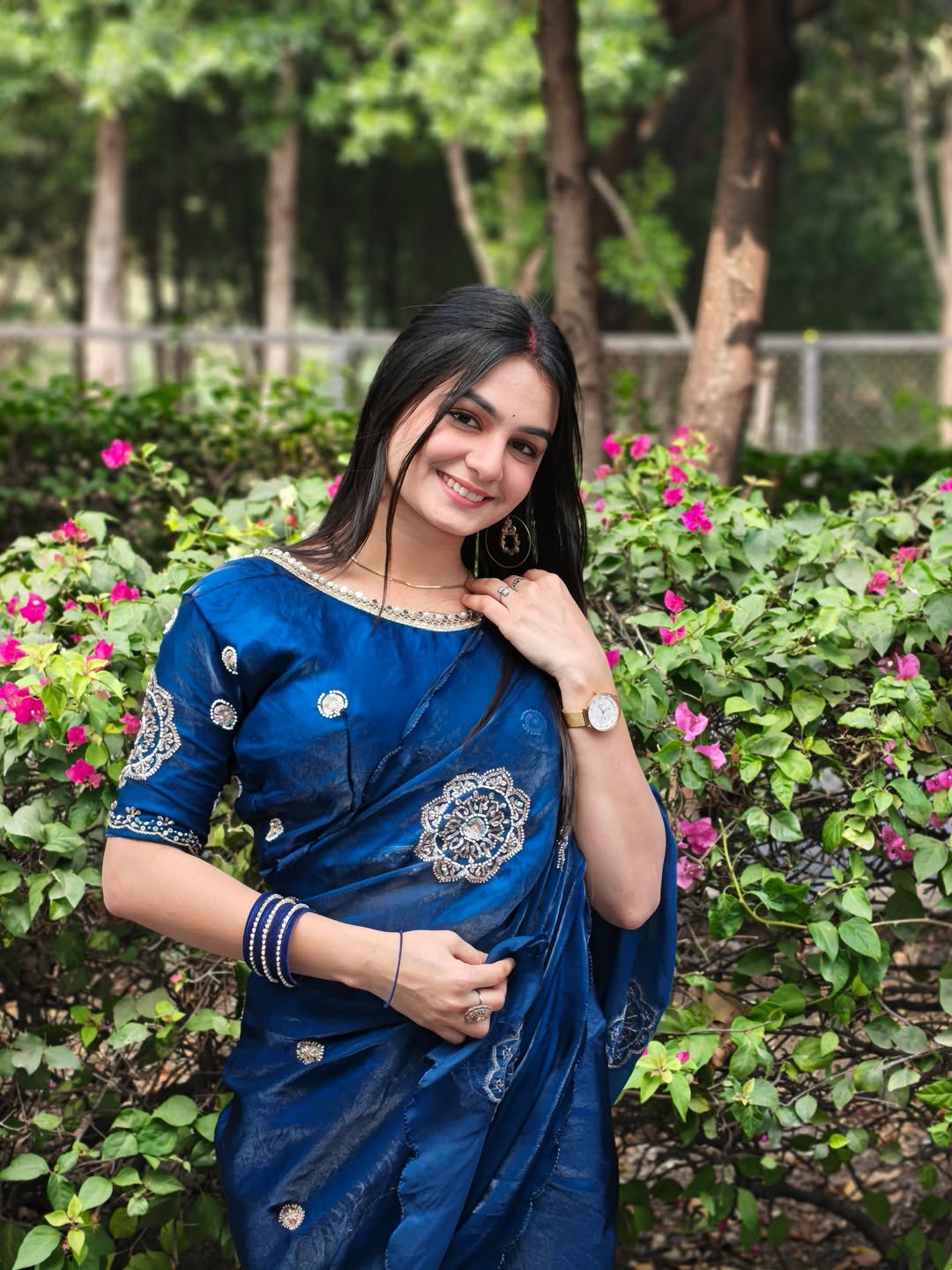 Fandy Satin Saree Beautiful Khatli & Bricks Work With Designer Arco Border