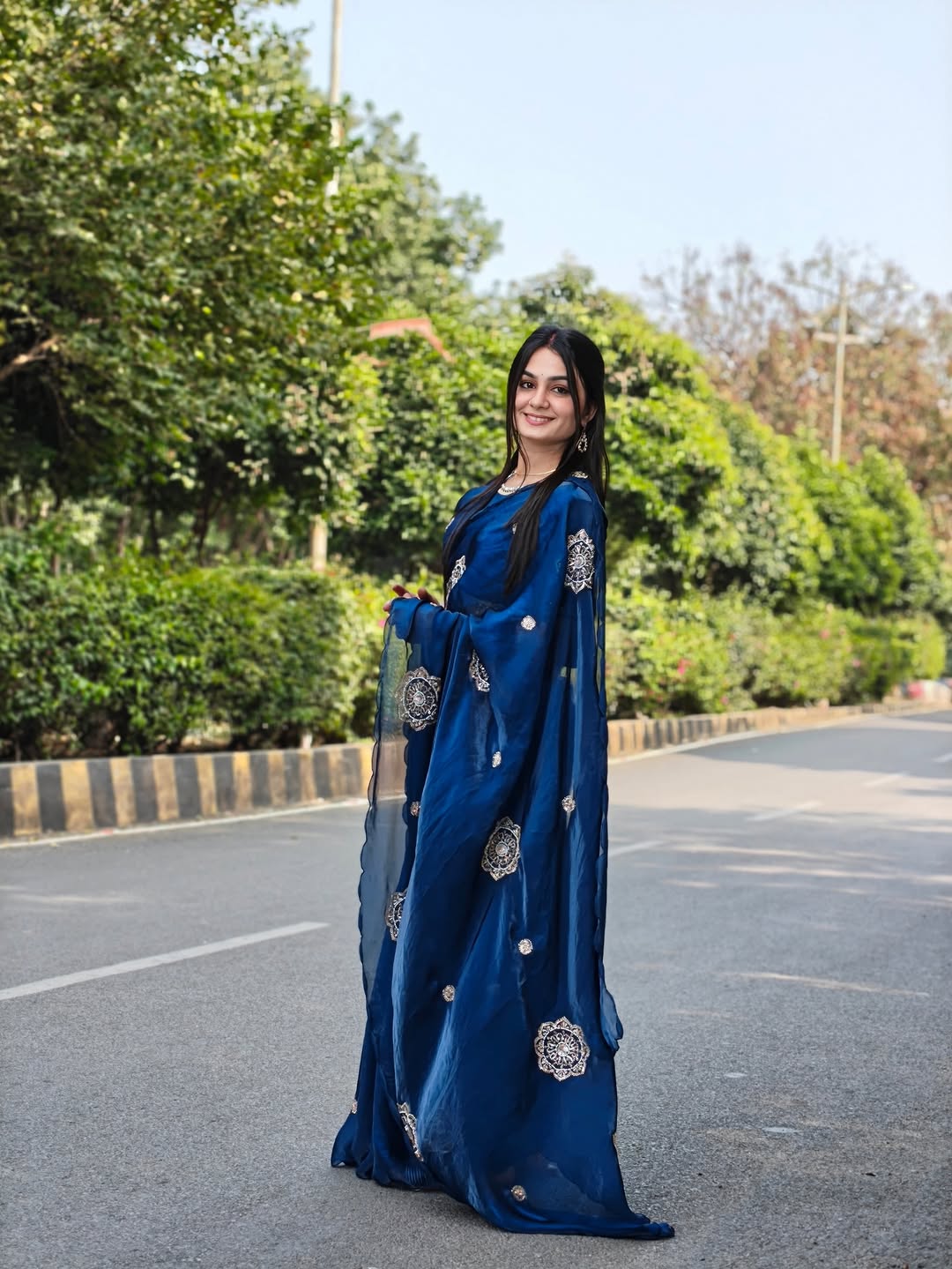 Fandy Satin Saree Beautiful Khatli & Bricks Work With Designer Arco Border