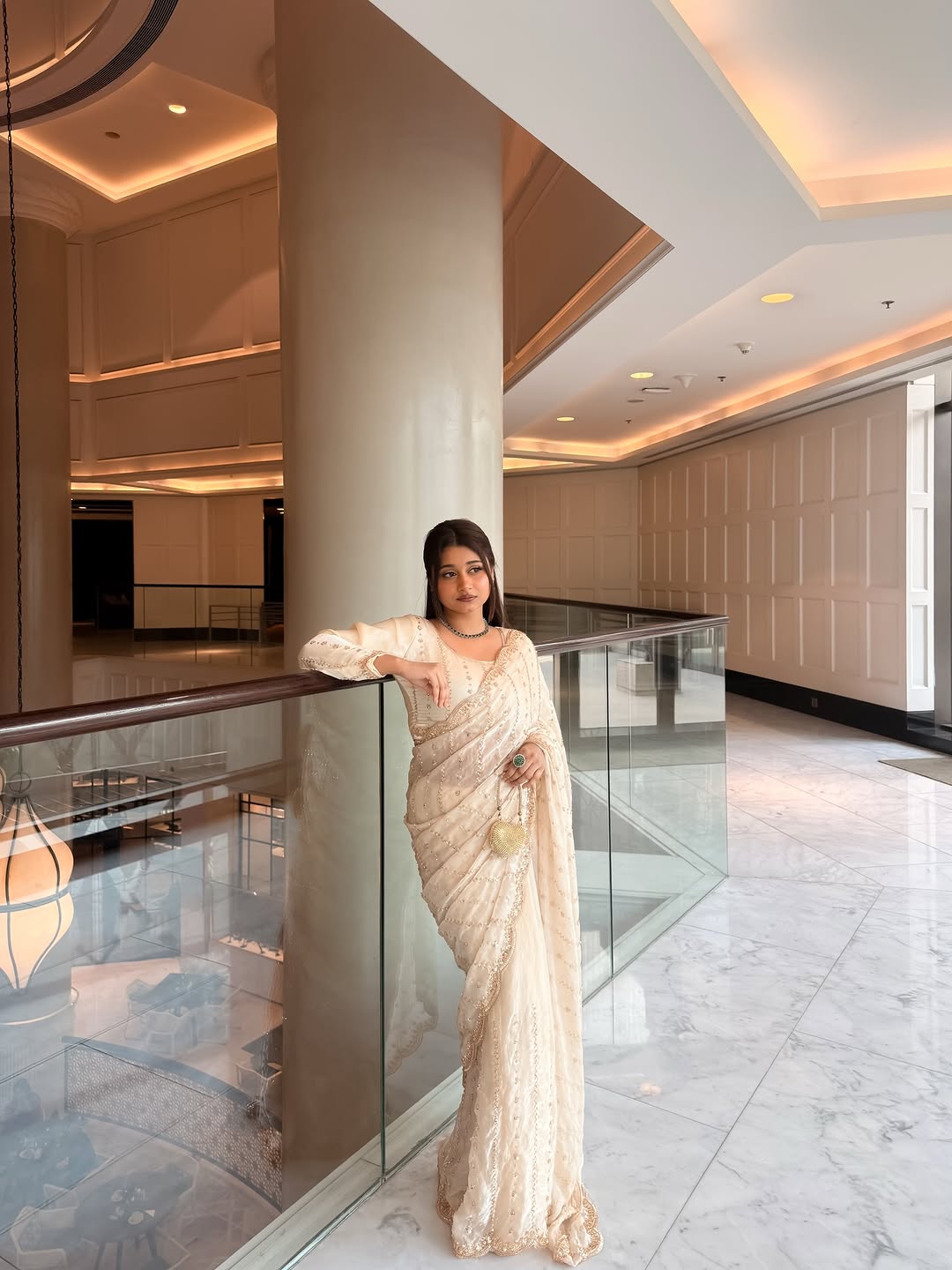 Premium Space Silk with Beads Work Saree