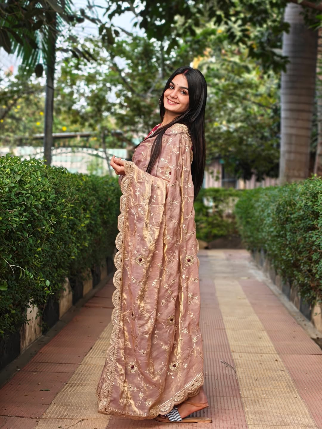 Premium Fendy Satin Saree with 3mm Sequence Embroidery & Heavy Border