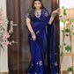 Fandy Satin Saree  Beautiful Khatli & Brits Work