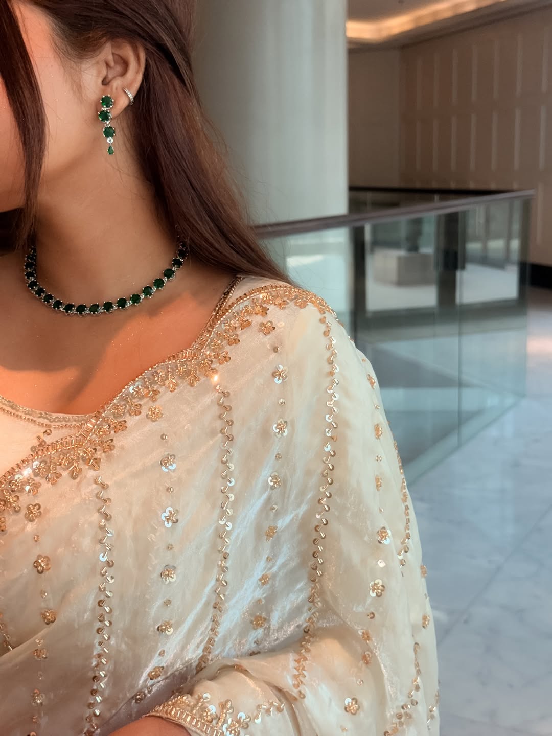 Premium Space Silk with Beads Work Saree