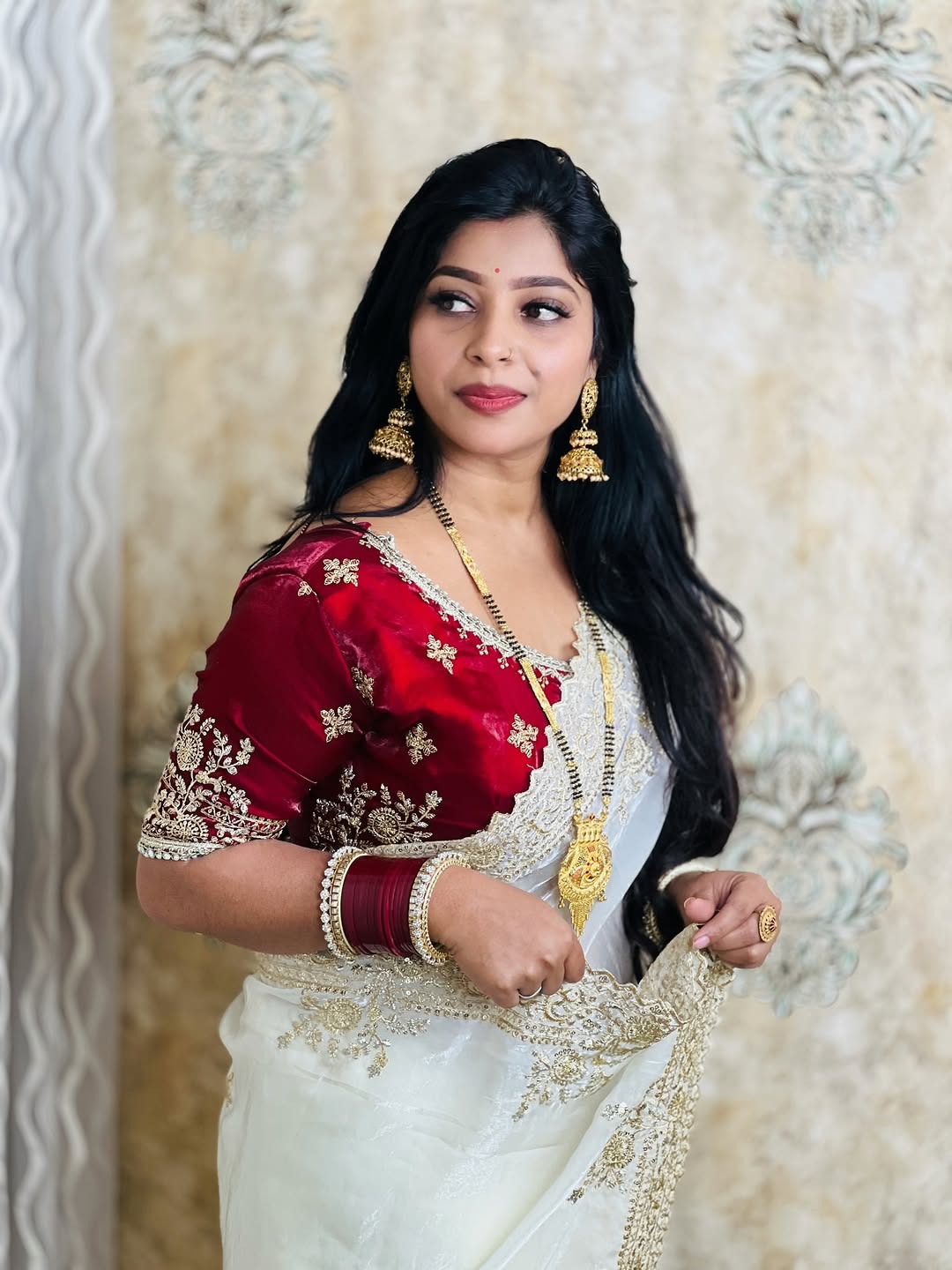 Premium Fendy Satin Saree with Multi-Sequence Embroidery Work